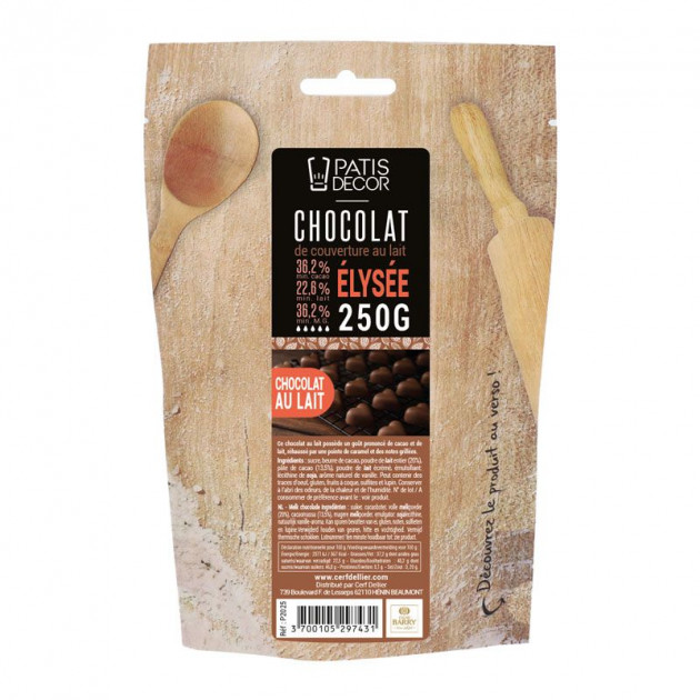 Chocolat de Couverture Au Lait Elysée 36% 250 g Patisdécor