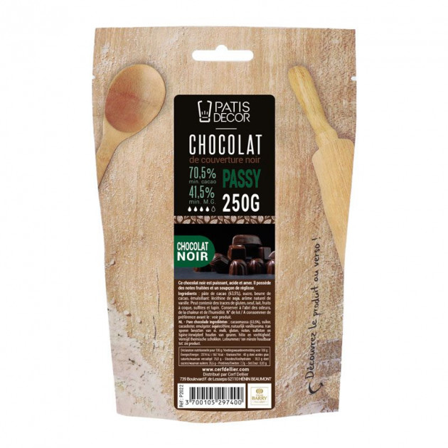 Chocolat de Couverture Noir Passy 70% 250 g Patisdécor