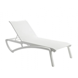 Bain de Soleil en Polypropylène Blanc Glacier Toile Blanche Sunset Grosfillex Bain de Soleil en Polypropylène Blanc Glacier Toile Blanche Sunset Grosfillex