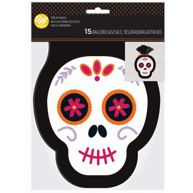 FIN DE SERIE Sachet Bonbon Crâne Halloween Wilton (x15)