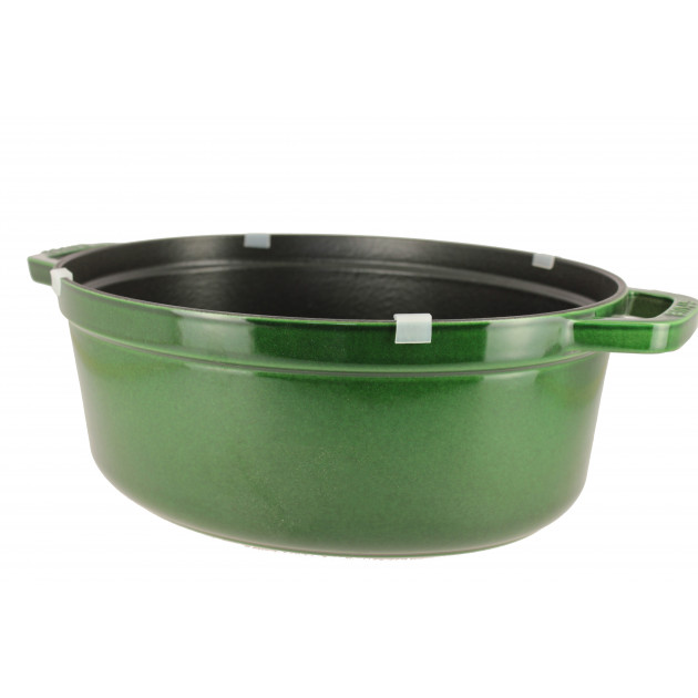 DEFAUT STAUB Cocotte Fonte Ovale 31 cm Vert Basilic Majolique 5,5 L - Sans couvercle 