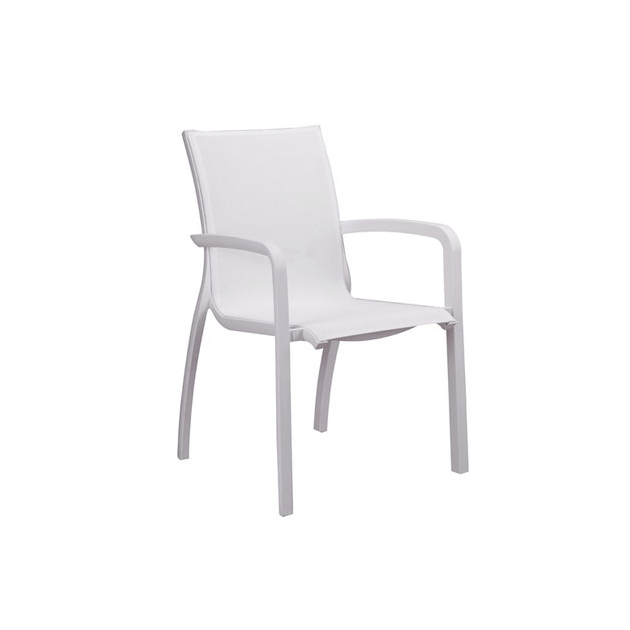 Fauteuil d'extérieur Blanc Glacier et Toile Blanche Sunset Grosfillex