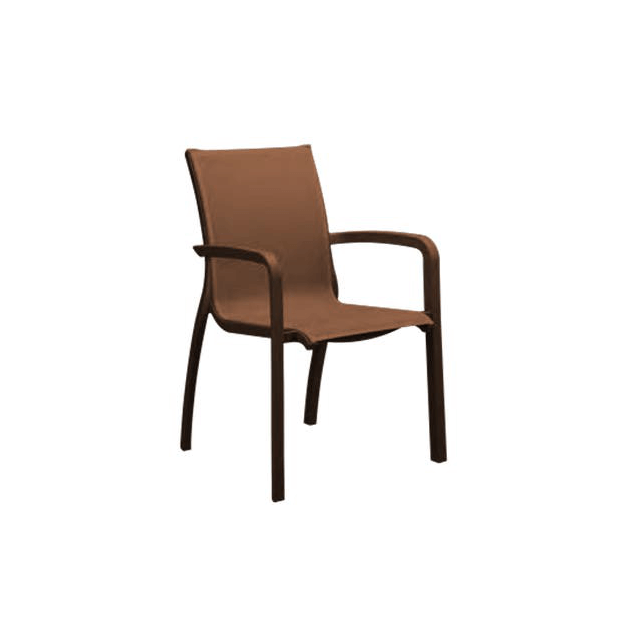 Fauteuil d'extérieur Bronze et Toile Cognac Sunset Grosfillex