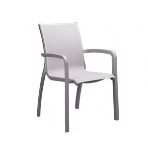 Fauteuil d'extérieur Noir Volcanique et Toile Gris Chinée Sunset Grosfillex Fauteuil d'extérieur Noir Volcanique et Toile Gris Chinée Sunset Grosfillex