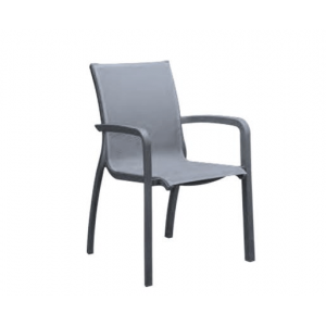 Fauteuil d'extérieur Gris Platinium et Toile Grise Sunset Grosfillex Fauteuil d'extérieur Gris Platinium et Toile Grise Sunset Grosfillex