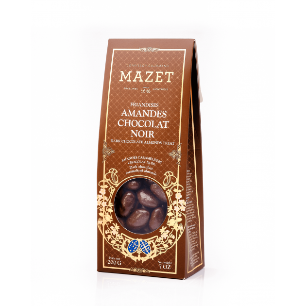 Etui Pincé Friandises Amandes Chocolat Noir 200 g Mazet