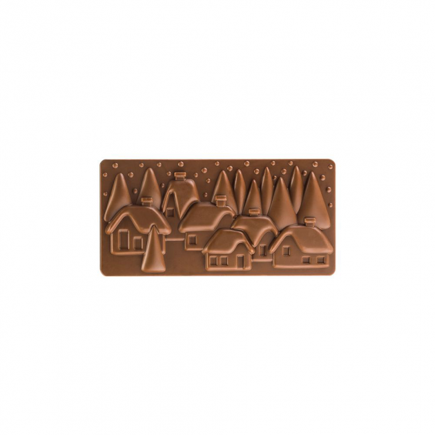 Moule Tablette Chocolat Village De Noël 15,4 x 7,7 Pavoni