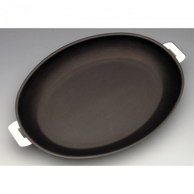 Poele Mutine Ovale Ã˜ 35 cm Manche Amovible Anti-Adhesive Inox Cristel