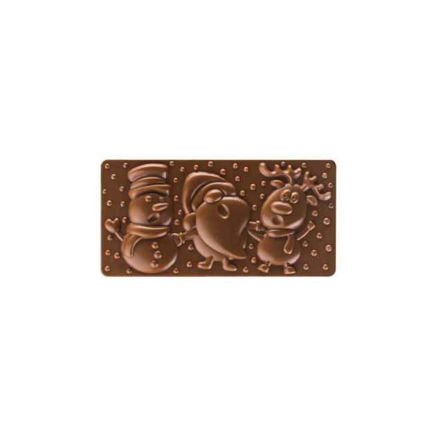 Moule Tablette Chocolat Père Noël, Renne et Bonhomme de Neige 15,4 x 7,7 cm Pavoni