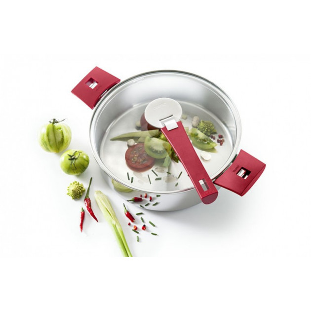 Exemple d'utilisation du couvercle Platine de Cristel avec une poignee Mutine amovible (articles vendus separement)