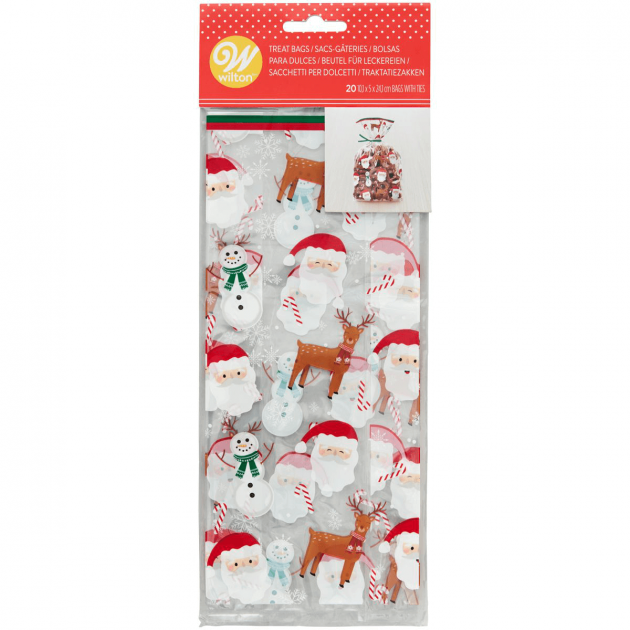 Sachet Bonbon Esprit de Noël 11 x 23,5 cm avec Attaches Sachet Wilton (x20)