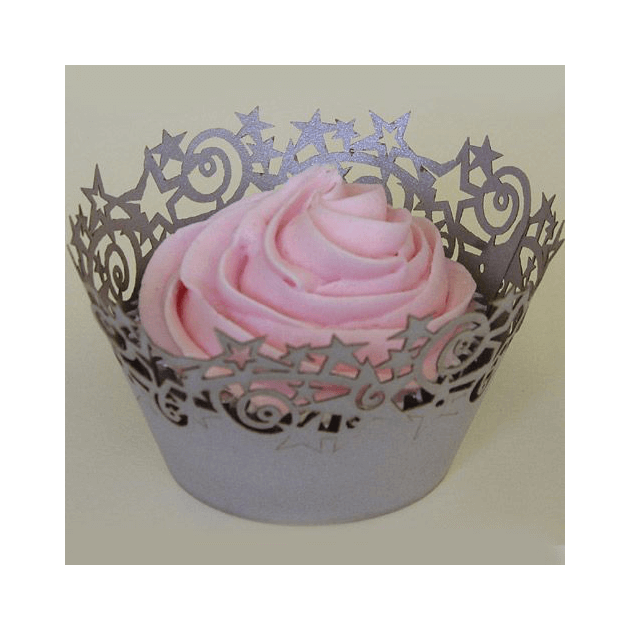 FIN DE SERIE Contour Cupcakes Etoile Argenté PME (x12)