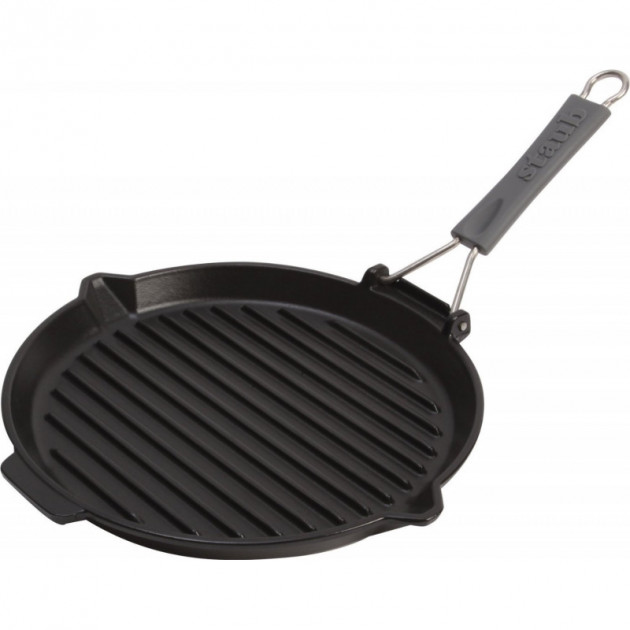 Grill en Fonte Rond 27 cm Staub - Poele Grill Manche Silicone