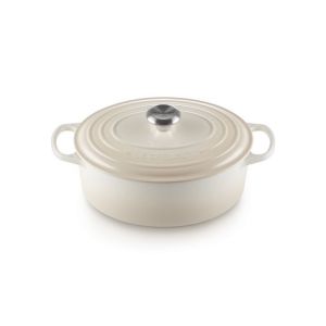 Cocotte en fonte Ovale 29 cm Meringue Signature Le Creuset