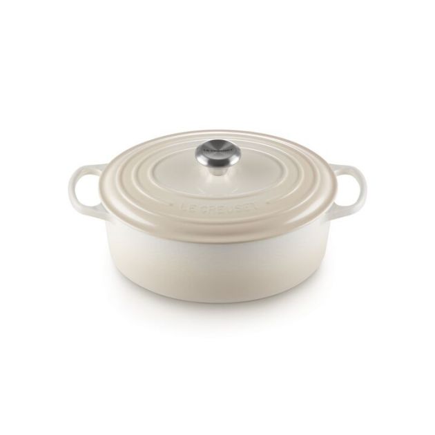 Cocotte en fonte Ovale 29 cm Meringue Signature Le Creuset