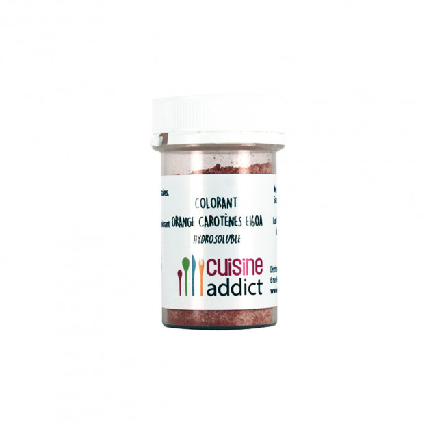 DLUO Dépassée Colorant alimentaire Orange Carotène E160A 10g Poudre Hydrosoluble Cuisineaddict