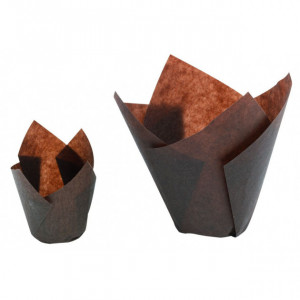 Caissettes en Papier Tulipcup Brun Ø 5 cm H 8 cm