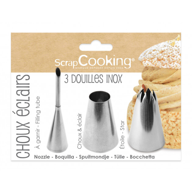 3 Douilles Pâtissières pour Choux et Eclairs Scrapcooking