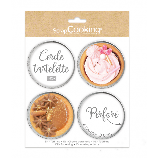 Cercles à Tarte Individuels Perforés Rond 8 cm (x4) Scrapcooking