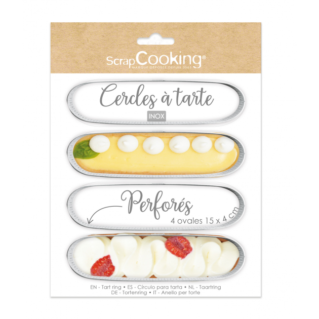 Cercles à Tarte Individuels Perforés Eclair 15 x 4 cm (x4) Scrapcooking :  achat, vente - Cuisine Addict