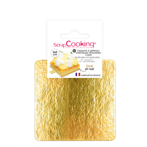 Supports Gâteau Or et Noir Carré 8 cm (x10) Scrapcooking