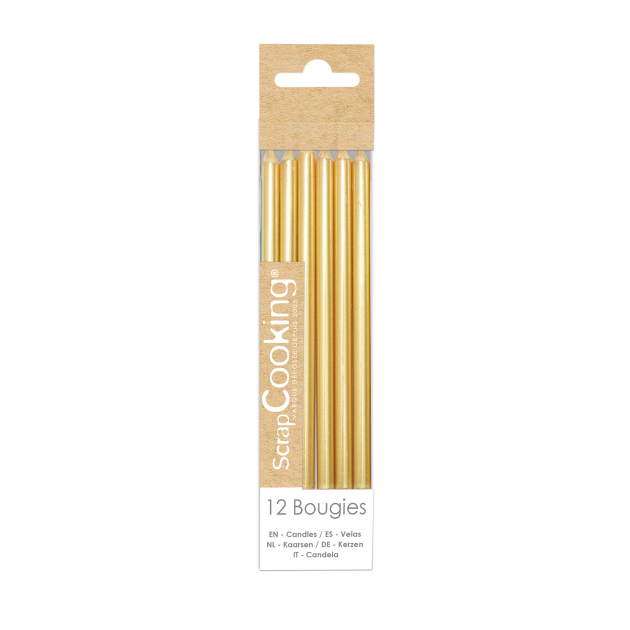 Bougies Longues Dorées 12 cm (x12) Scrapcooking