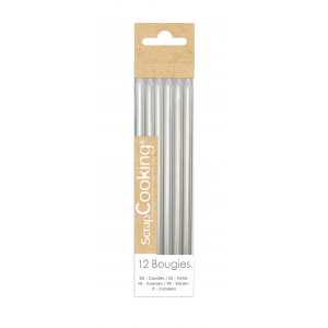Bougies Longues Argentées 12 cm (x12) Scrapcooking Bougies Longues Argentées 12 cm (x12) Scrapcooking
