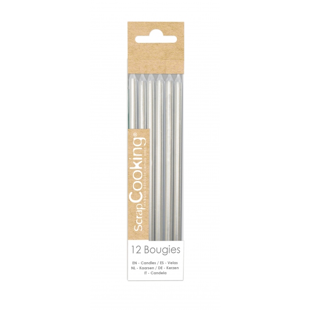 Bougies Longues Argentées 12 cm (x12) Scrapcooking