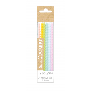 Bougies Longues Torsadées Pastel 12 cm (x12) Scrapcooking