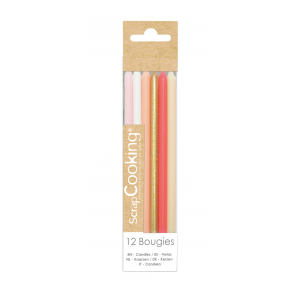 Bougies Longues Rose et Or 12 cm (x12) Scrapcooking