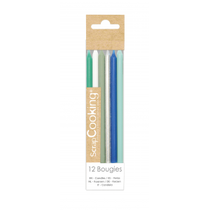 Bougies Longues Bleu et Argent 12 cm (x12) Scrapcooking Bougies Longues Bleu et Argent 12 cm (x12) Scrapcooking