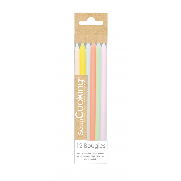 Bougies Longues Pastel 12 cm (x12) Scrapcooking