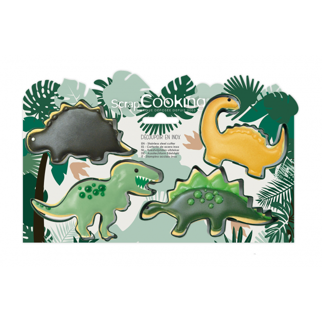 Lot de 4 Emporte-Pièces Dinosaure Scrapcooking