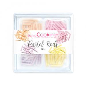 FIN DE SERIE 4 Décors en Sucre Pastel Rods 60 g Scrapcooking