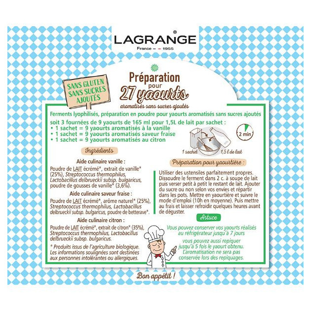  Ferment yaourt bio Vanille Fraise Citron