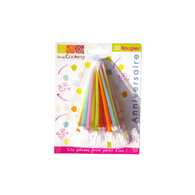 FIN DE SERIE Bougies d'anniversaire colorées (x20)