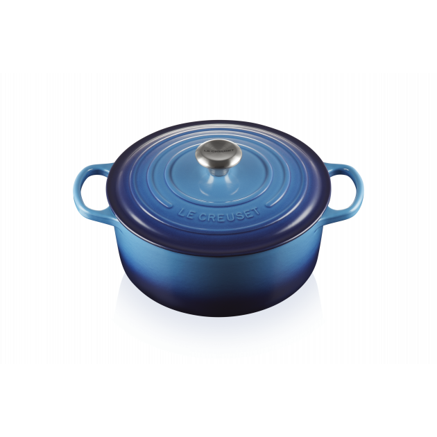 Cocotte en Fonte Ronde 26 cm Azur Le Creuset Signature - Cocottes en fonte  couleur Marseille (bleu ciel)vente achat achete