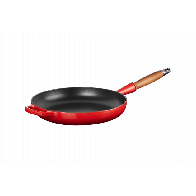 Poêle en Fonte 28 cm Cerise avec Manche en Bois Le Creuset Signature