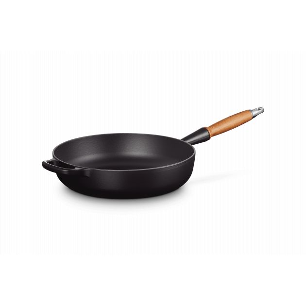 Sauteuse en Fonte 28 cm Noir Mat avec Manche en Bois Le Creuset Signature