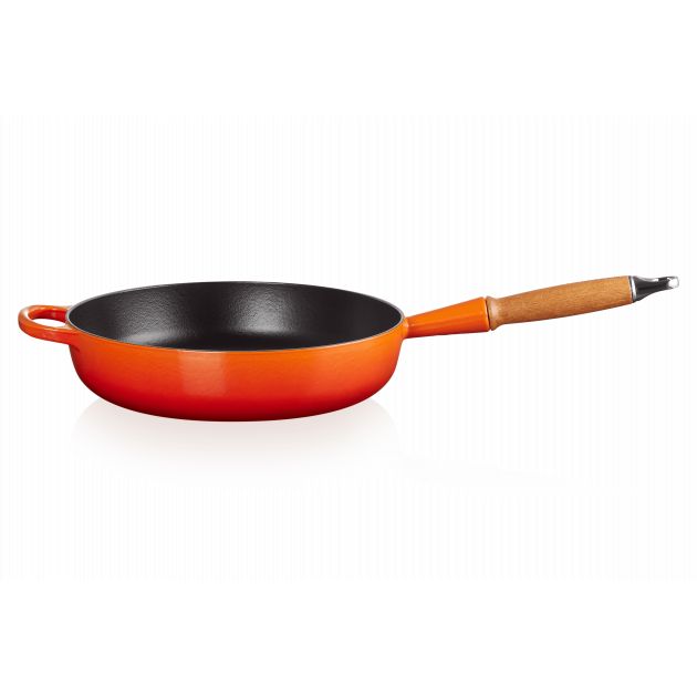 Sauteuse en Fonte 28 cm Volcanique avec Manche en Bois Le Creuset Signature