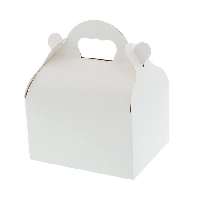 Boîte Pâtissière Blanche avec Poignées - 20 x 18 x H 7 cm - (x50)