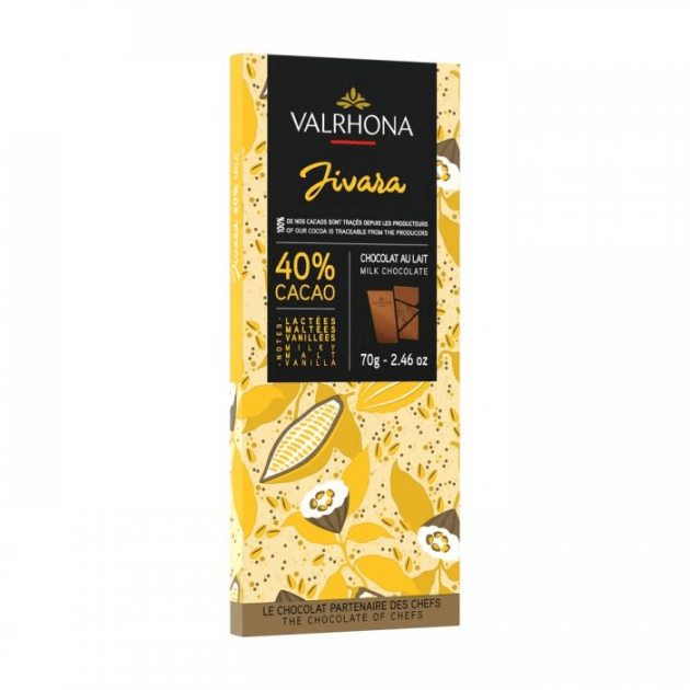 Tablette de Chocolat au Lait Jivara 40% 70 g Valrhona
