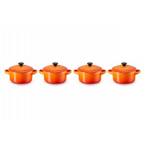 Set de 4 Mini-Cocottes Ronde Céramique 10 cm Volcanique Le Creuset Set de 4 Mini-Cocottes Ronde Céramique 10 cm Volcanique Le Creuset