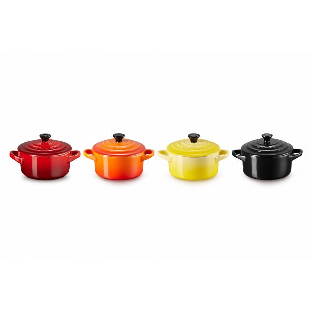 Set de 4 Mini-Cocottes Ronde Céramique 10 cm Feu et Flamme Le Creuset