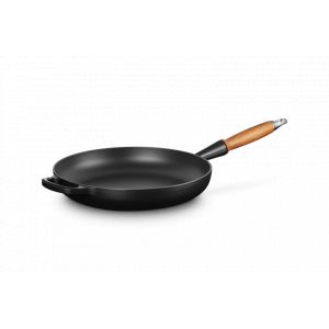 Poêle en Fonte 28 cm Noir Mat avec Manche en Bois Le Creuset Signature Poêle en Fonte 28 cm Noir Mat avec Manche en Bois Le Creuset Signature