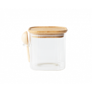 Boite de Conservation Carrée en Verre et Bambou avec Cuillère Doseuse 800 ml Pebbly Boite de Conservation Carrée en Verre et Bambou avec Cuillère Doseuse 800 ml Pebbly