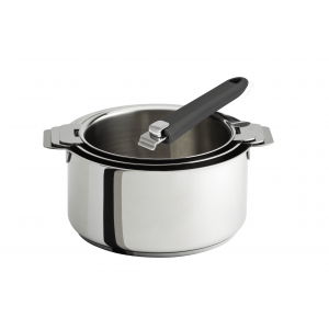 Lot de 3 Casseroles inox avec Poignée Grise Mutine Amovible Cristel Lot de 3 Casseroles inox avec Poignée Grise Mutine Amovible Cristel
