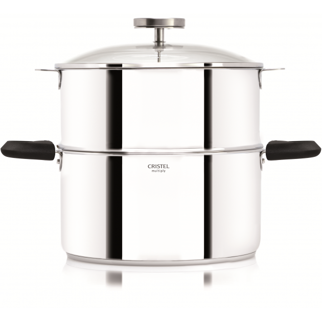 Casserole et Cuit Vapeur Inox Ø 20 cm Anses Mutine Noir Biome Cristel