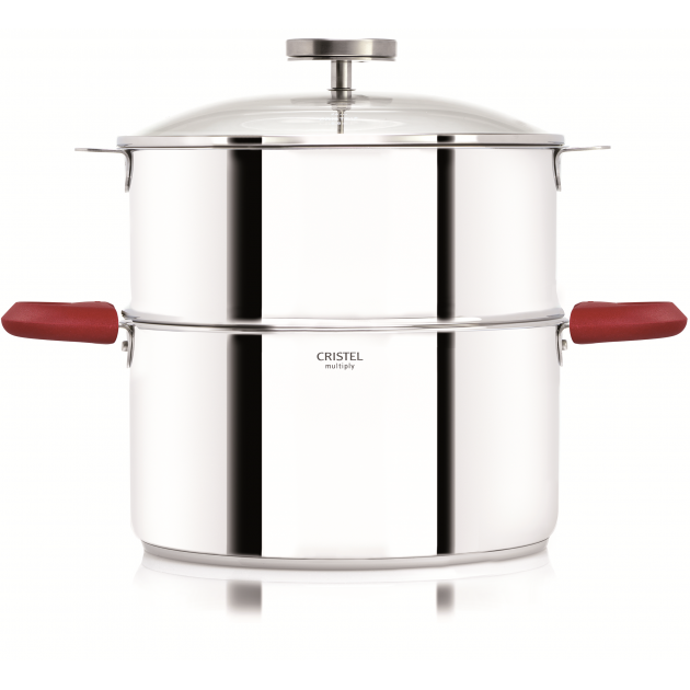 Casserole et Cuit Vapeur Inox Ø 20 cm Anses Mutine Framboise Biome Cristel