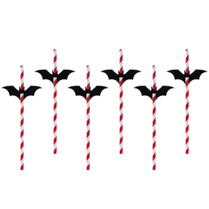 Pailles en Papier Halloween Chauve-Souris PartyDéco (x6) Pailles en Papier Halloween Chauve-Souris PartyDéco (x6)